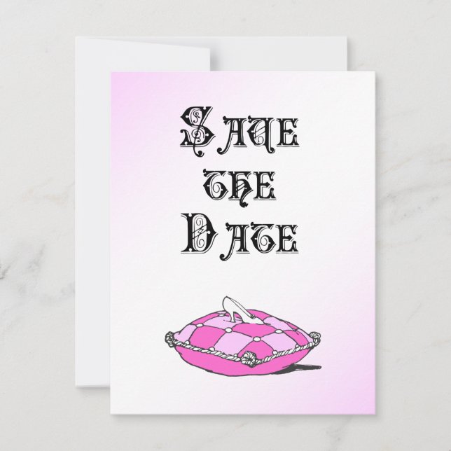 Cinderella Glass Slipper Pink Wedding Announcement (Front)