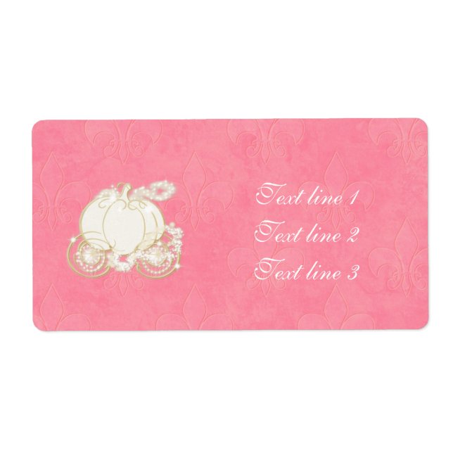 Cinderella Gold Carriage Rose Pink Princess Label (Front)