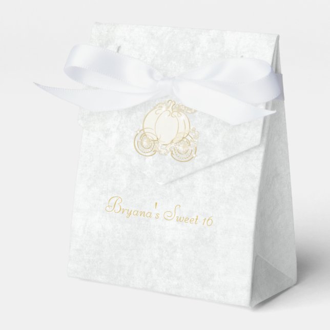 Cinderella Gold Carriage White Party Favour Boxes (Front Side)