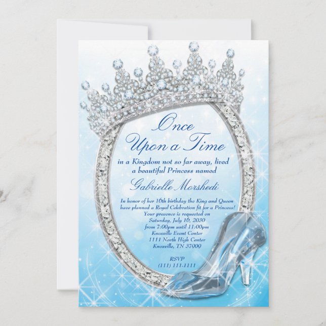 Cinderella Invitation, Princess Invitation (Front)