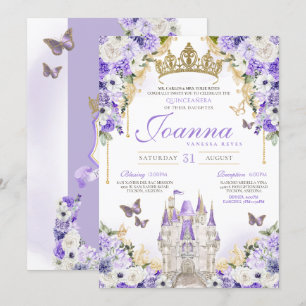 Cinderella Lavender Purple Princess Quinceanera Invitation