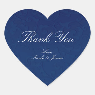 Cinderella Navy Blue Elegant Storybook Wedding Heart Sticker