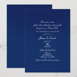 Cinderella Navy Blue Elegant Storybook Wedding Invitation