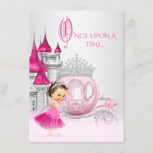 Cinderella Once Upon a Time Pink Princess Birthday Invitation