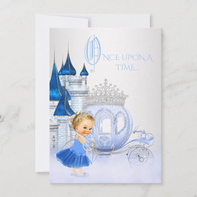 Cinderella Once Upon a Time Princess Birthday Invitation (Front)