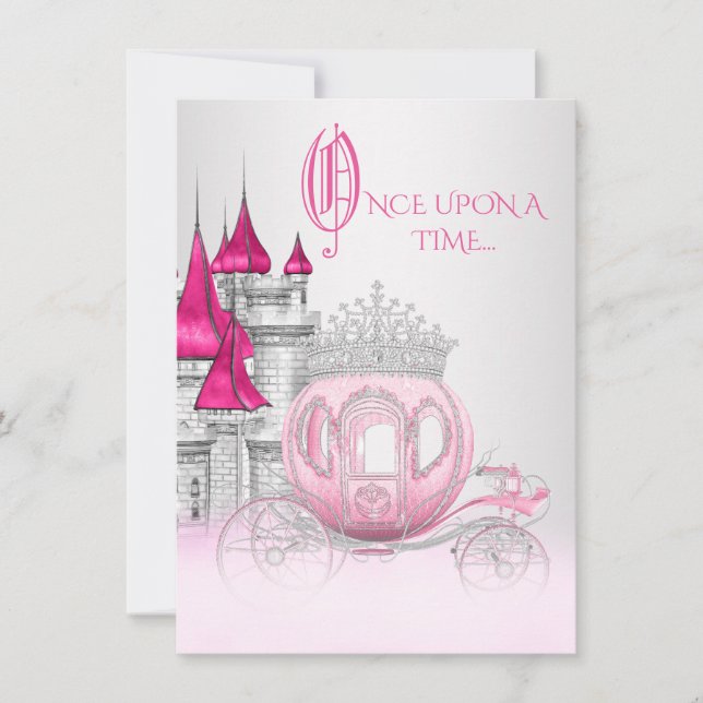 Cinderella Once Upon a Time Princess Birthday Invitation (Front)