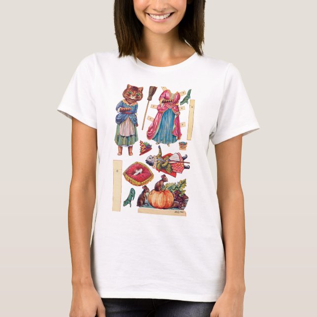 Cinderella, Paper Doll, Louis Wain T-Shirt (Front)