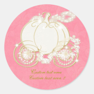 Cinderella Pink & Gold Carriage Elegant Sticker