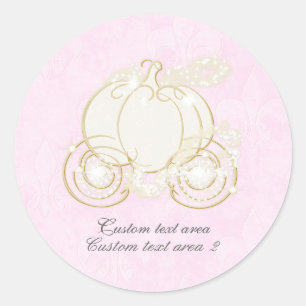 Cinderella Pink & Gold Princess Carriage Favour Classic Round Sticker