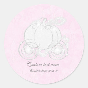 Cinderella Pink & Silver Princess Carriage Favour Classic Round Sticker