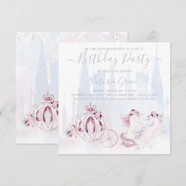 Cinderella Princess Any Number Birthday Party Invitation (Front/Back)