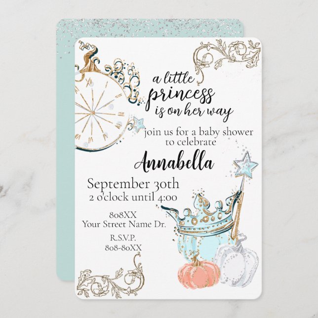 Cinderella Princess Baby Shower Invitation (Front/Back)