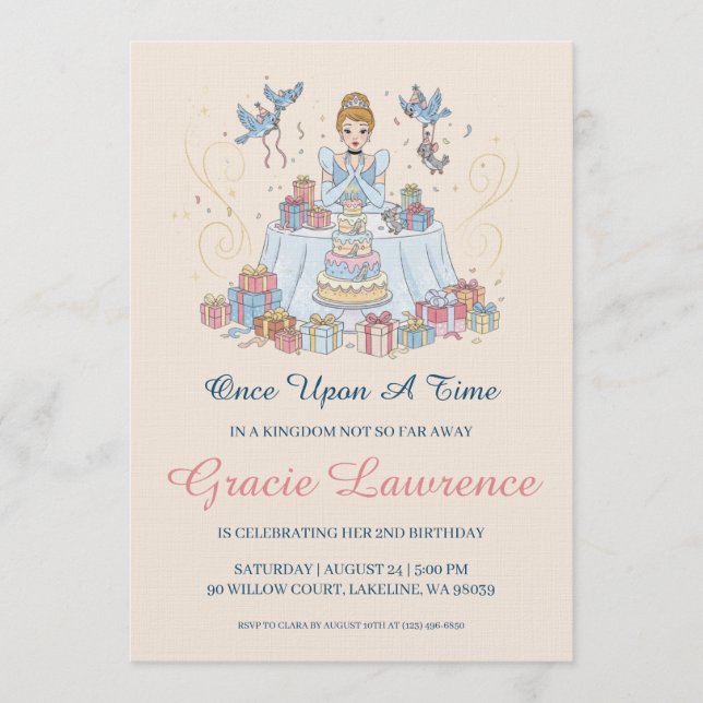 Cinderella princess birthday invitations (Front)