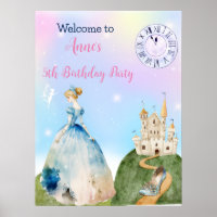 Cinderella Princess Birthday Kids Welcome Poster