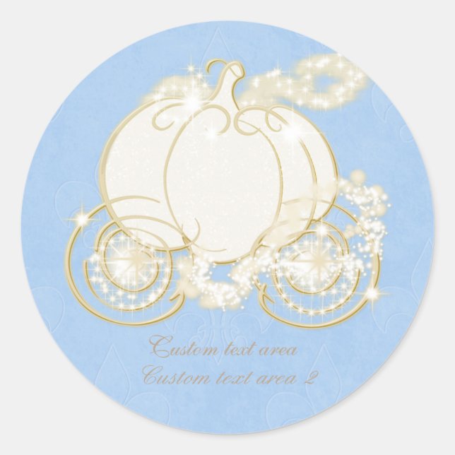 Cinderella Princess Blue Gold Carriage Sticker (Front)
