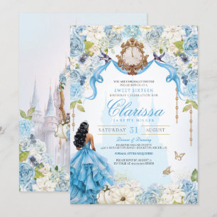 Cinderella Princess Light Blue Royal Sweet 16 Invitation
