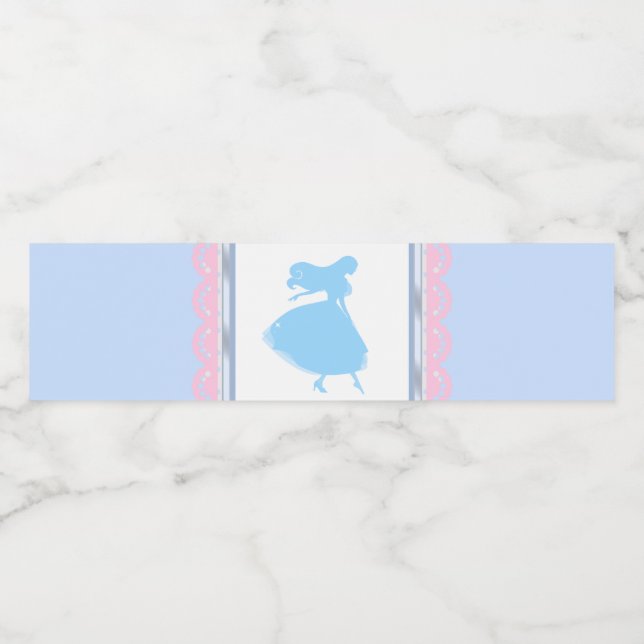 Cinderella Princess Water Bottle Labels Pink Blue (Single Label)