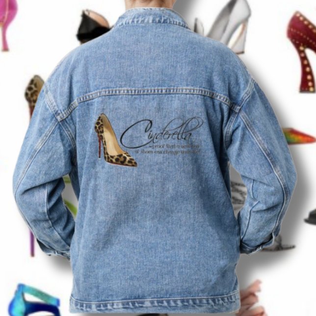 Cinderella Quote Blue Womens Denim Jean Jacket (Creator Uploaded)