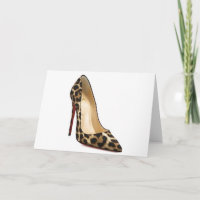 Cinderella Quote Louboutin Leopard Shoes Card