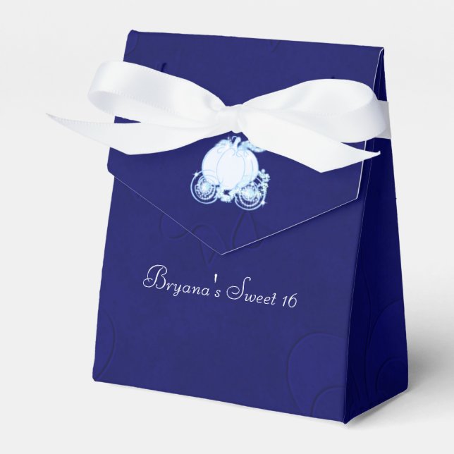 Cinderella Royal Blue Carriage Party Favour Boxes (Front Side)