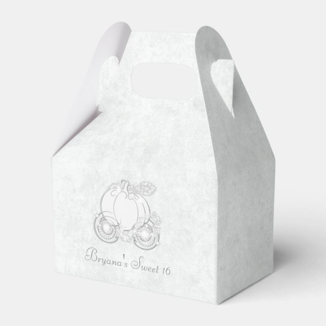 Cinderella Silver Carriage White Party Favour Boxe Box (Front Side)