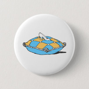 Cinderella Slipper on Teal Orange Pillow 6 Cm Round Badge
