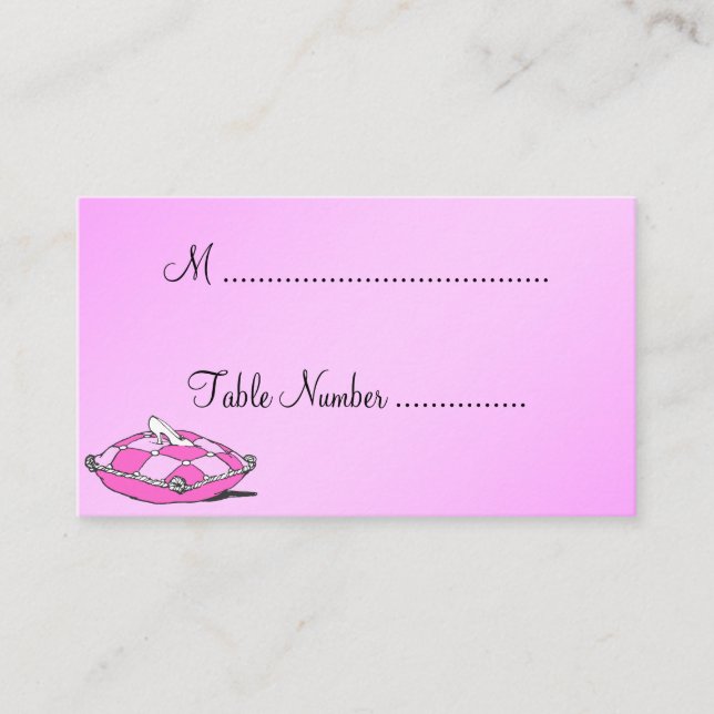 Cinderella Slipper Pink Custom Table Place Cards (Front)