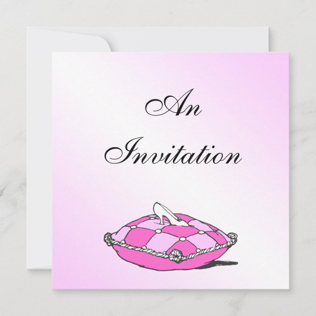 Cinderella Slipper Pink Pillow Bridal Shower Invitation (Front)
