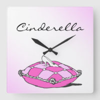 Cinderella Slipper Pink Pillow Custom Clock
