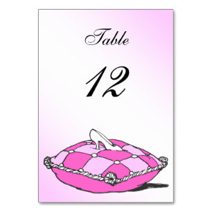 Cinderella Slipper Pink Pillow Custom Table Card