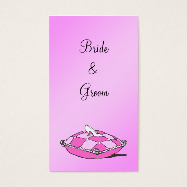 Cinderella Slipper Pink Pillow Custom Wedding Tag (Front)