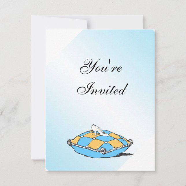 Cinderella Slipper Teal Pillow Invitations (Front)