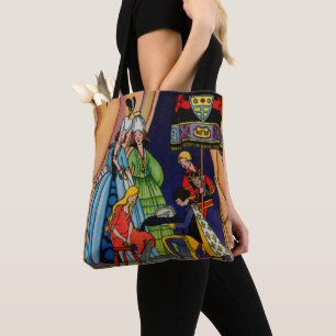 Cinderella, the prince and the glass slipper tote bag