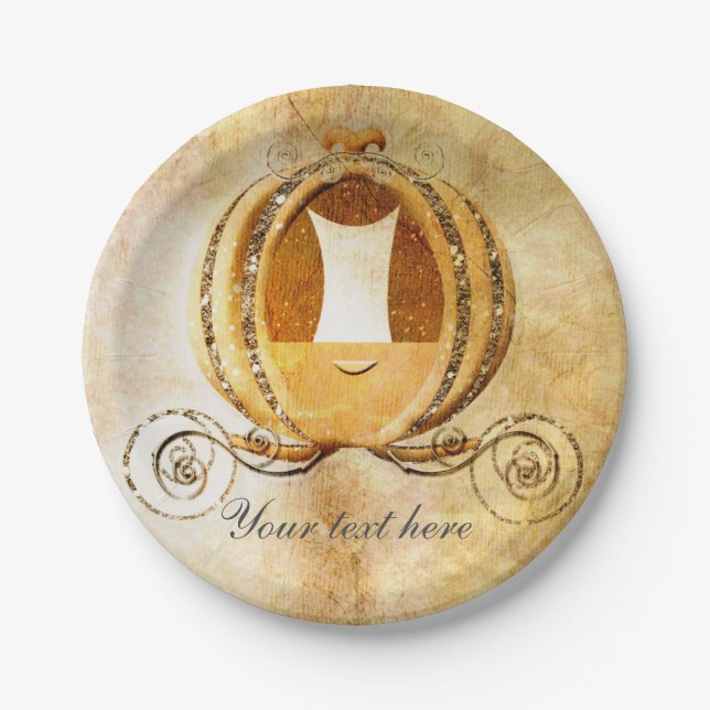 Cinderella Vintage Carriage Birthday Party Plates (Front)