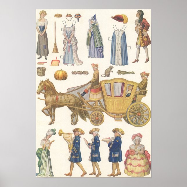 Cinderella, Vintage Victorian Paper Doll Toys Poster (Front)