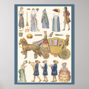 Cinderella, Vintage Victorian Paper Doll Toys Poster