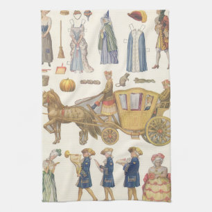 Cinderella, Vintage Victorian Paper Doll Toys Tea Towel
