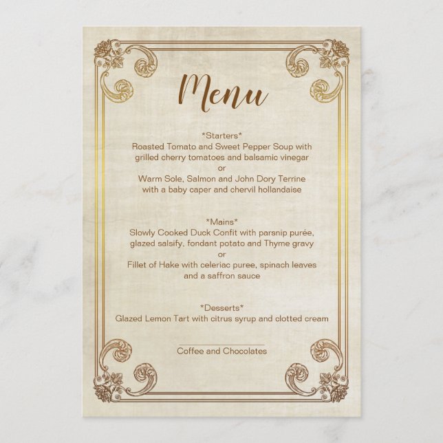 CINDERELLA WEDDING MENU CARD (Front)