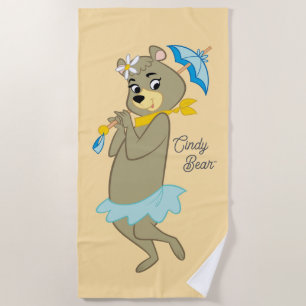 Cindy Bear Holding Parasol Beach Towel