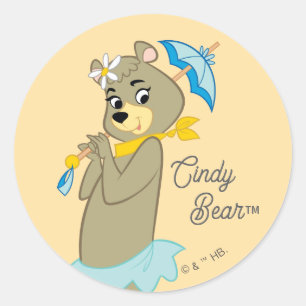 Cindy Bear Holding Parasol Classic Round Sticker