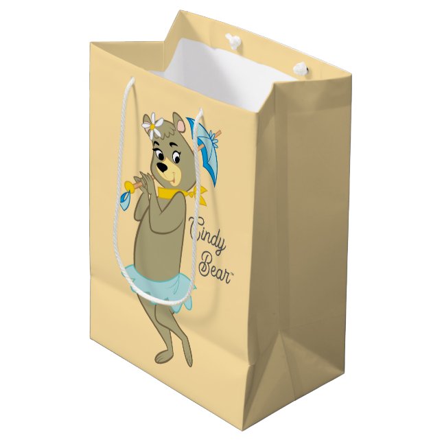 Cindy Bear Holding Parasol Medium Gift Bag (Front Angled)