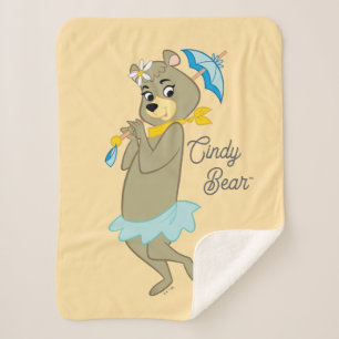 Cindy Bear Holding Parasol Sherpa Blanket