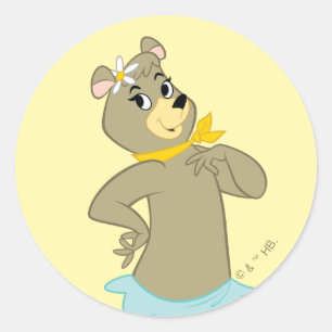 Cindy Bear Playful Pose Classic Round Sticker