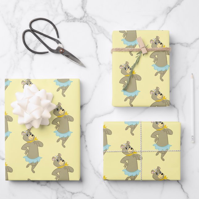 Cindy Bear Playful Pose Wrapping Paper Sheet (Front)
