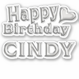 Cindy Happy Birthday silver Sticker
