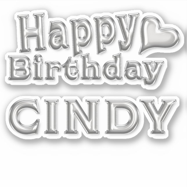 Cindy Happy Birthday silver Sticker (Front)