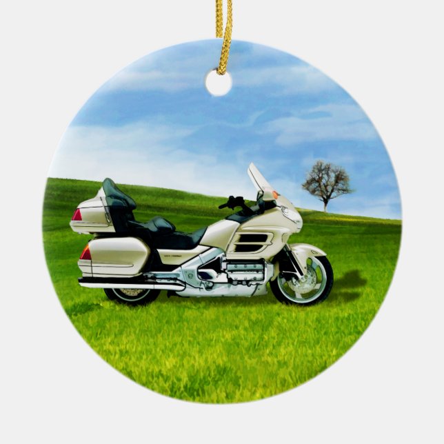 Cindy Johnson Motorcycle Ceramic Tree Decoration (Front)