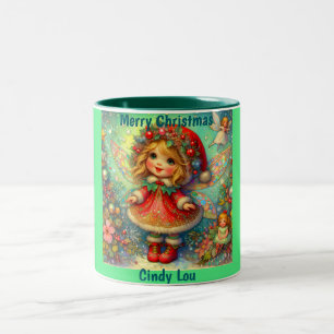 CINDY LOU ~ VINTAGE Christmas GIRL~ Two-Tone Coffee Mug