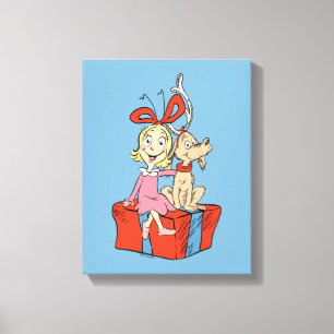 Cindy Lou Who and Max on a Present Canvas Print