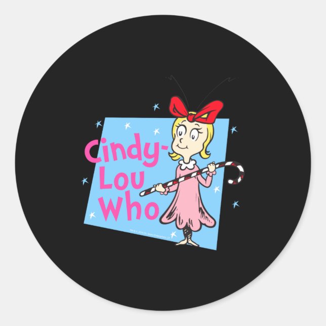 Cindy Lou Who Candy Cane  Classic Round Sticker (Front)